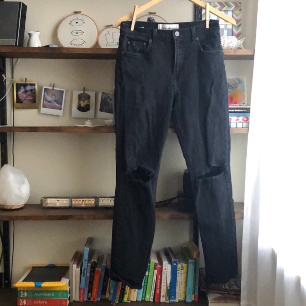 Reformation stretch crop cigarette jean Nile Wash